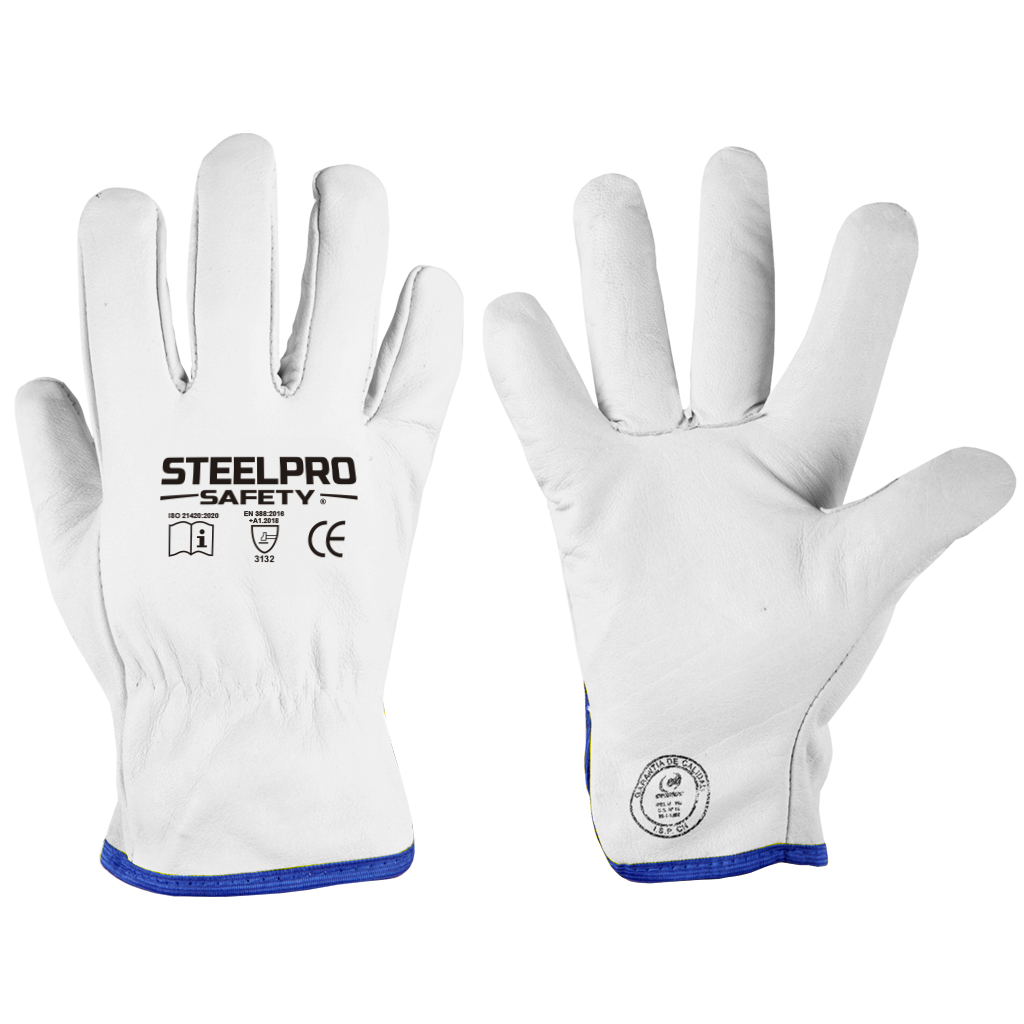 Guante de Cuero Steelpro Puño Corto Blanco · foto 2